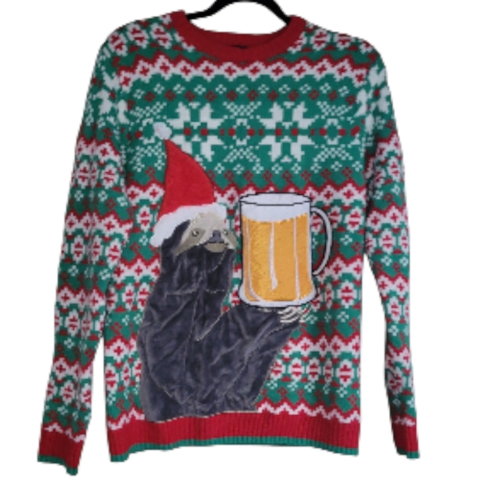 Ugly christmas sweater, size medium.  Sloth EUC.